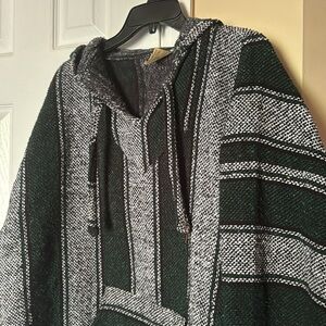 Green and Black Striped Hoodie from Mexico XL
